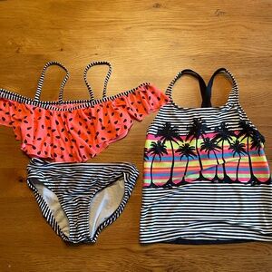 Girls Cat & Jack Swim Suits. Size 7/8 & 10/12, 1 Bottom 2 Tops